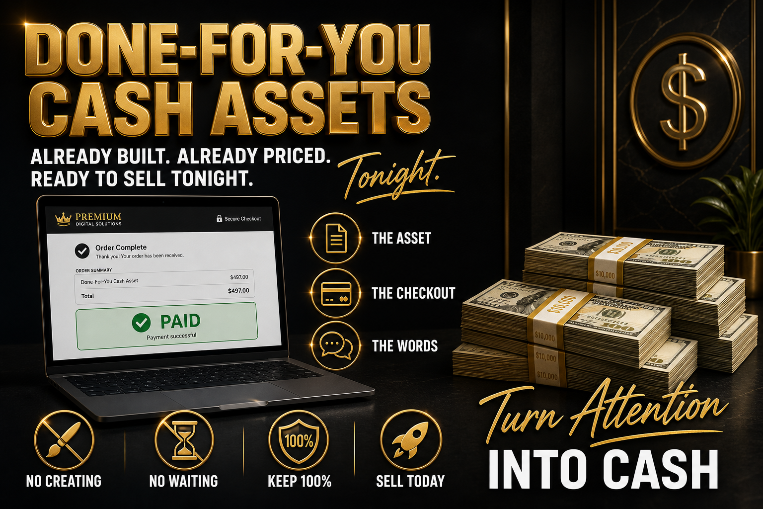 Done-For-You Cash Assets — already built, already priced, ready to sell tonight